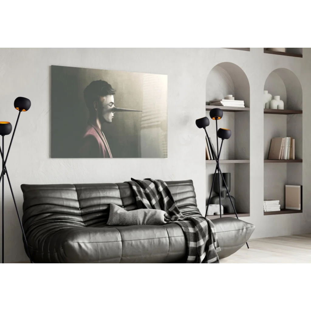 Elongated Nose Portrait Canvas Wall Art in Sepia Tones | Contemporary Home Wall Art | vintageantiquesgifts.com