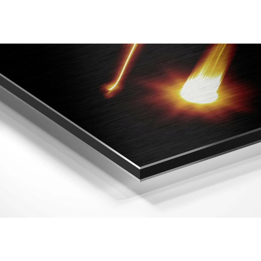 Fiery comet brushed aluminium dibond wall art print