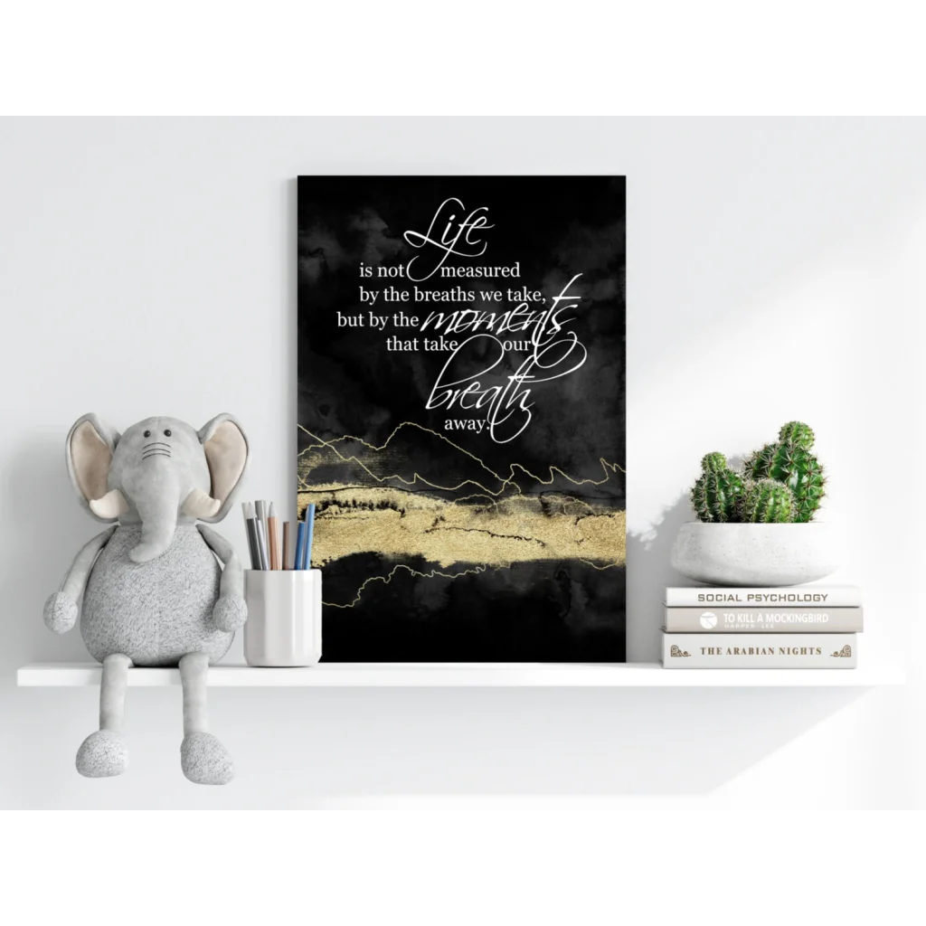 Black and gold abstract on Insigne Aluminum Prints with breathtaking quote