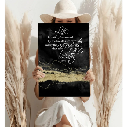 Black and gold abstract art on Insigne Aluminum Prints with breathtaking quote