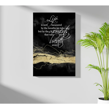 Black and gold abstract Insigne aluminum print with breathtaking quote
