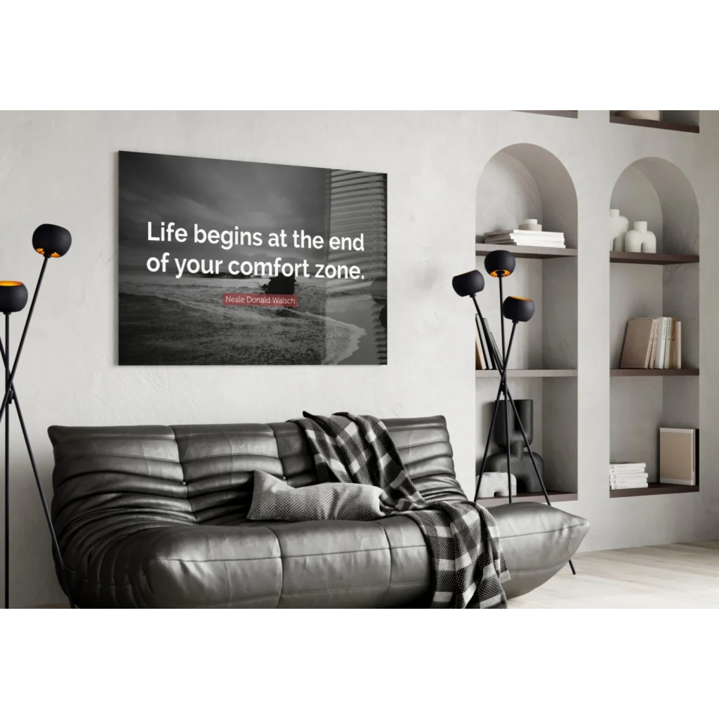 Life Begins Motivational Canvas Wall Art Print | Contemporary Home Wall Art | vintageantiquesgifts.com