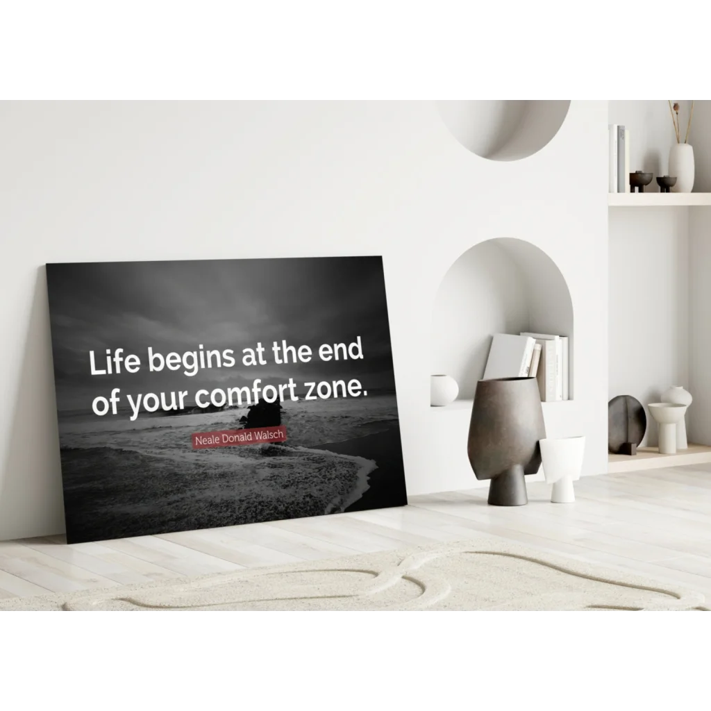 Life Begins Motivational Canvas Wall Art Print | Modern Wall Art Decor | vintageantiquesgifts.com