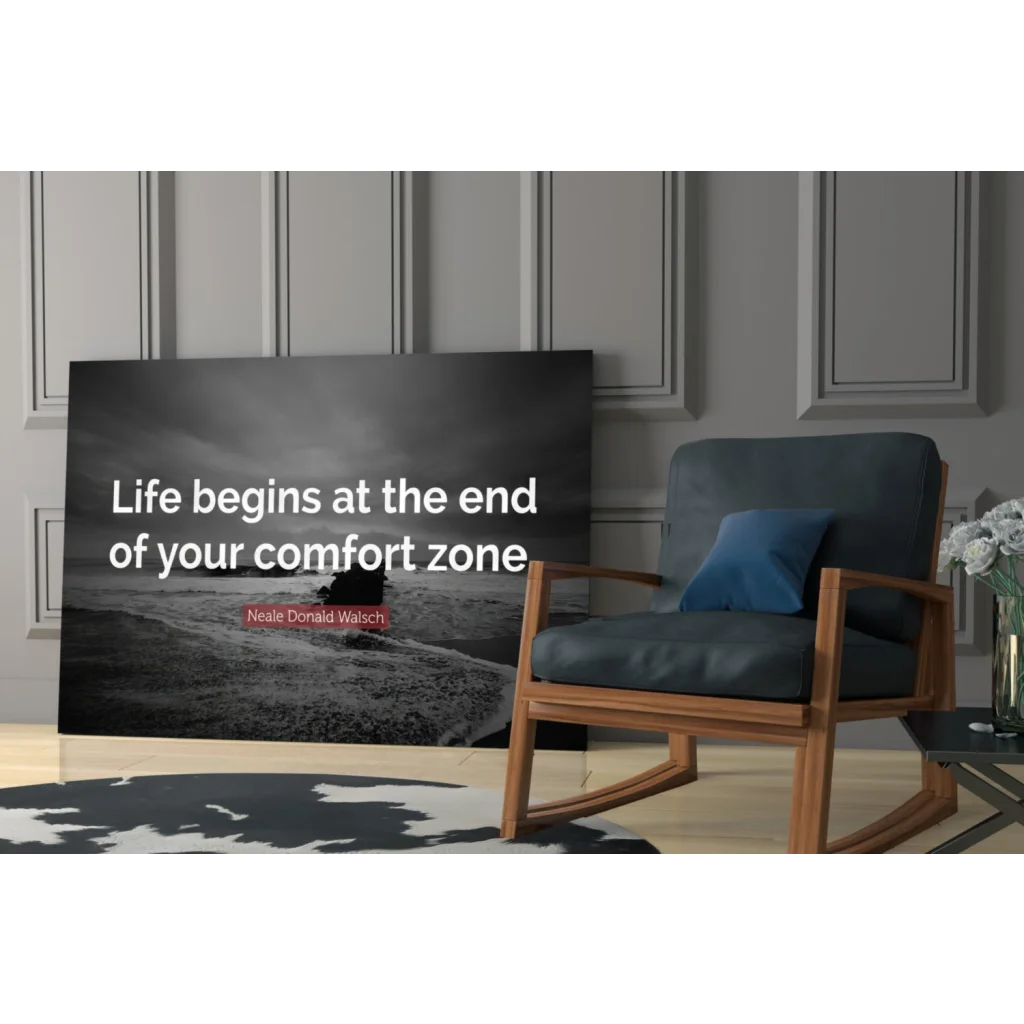 Black and white motivational wall art canvas print with quote by Neale Donald Walsch