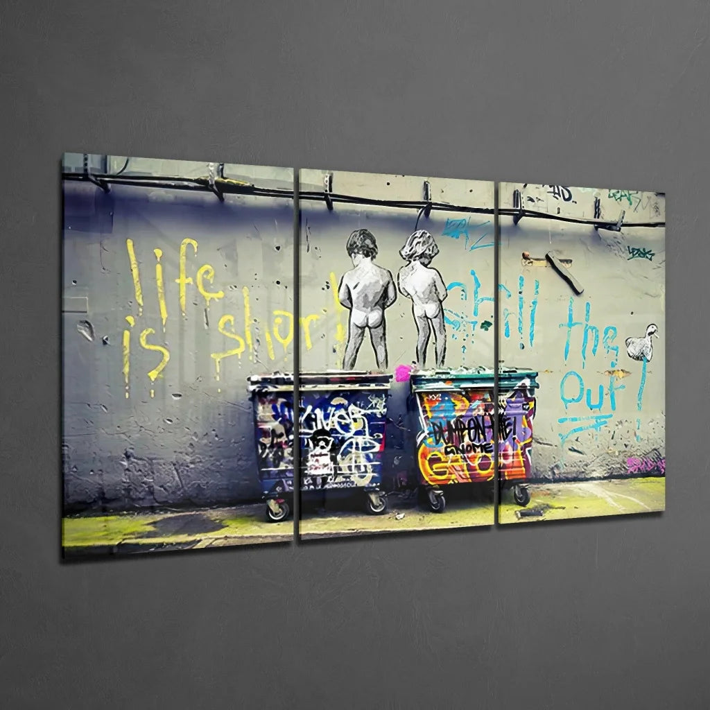 Life is Short Chill Out graffiti wall art canvas print with muted street mural