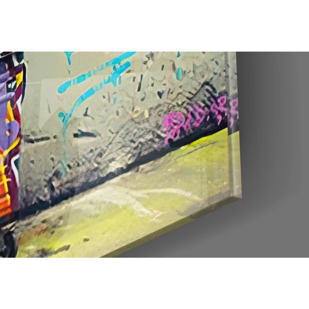 Vibrant chill out street graffiti wall art canvas print in blue purple yellow