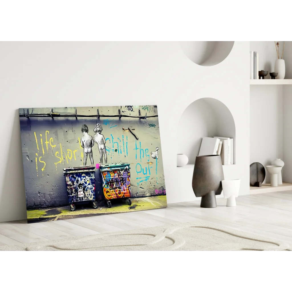 Vibrant chill out graffiti nude figures wall art print on canvas