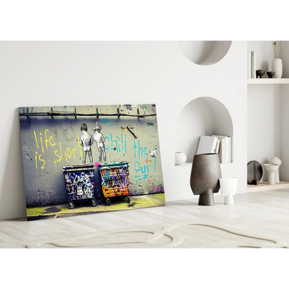 Vibrant chill out graffiti nude figures wall art print on canvas