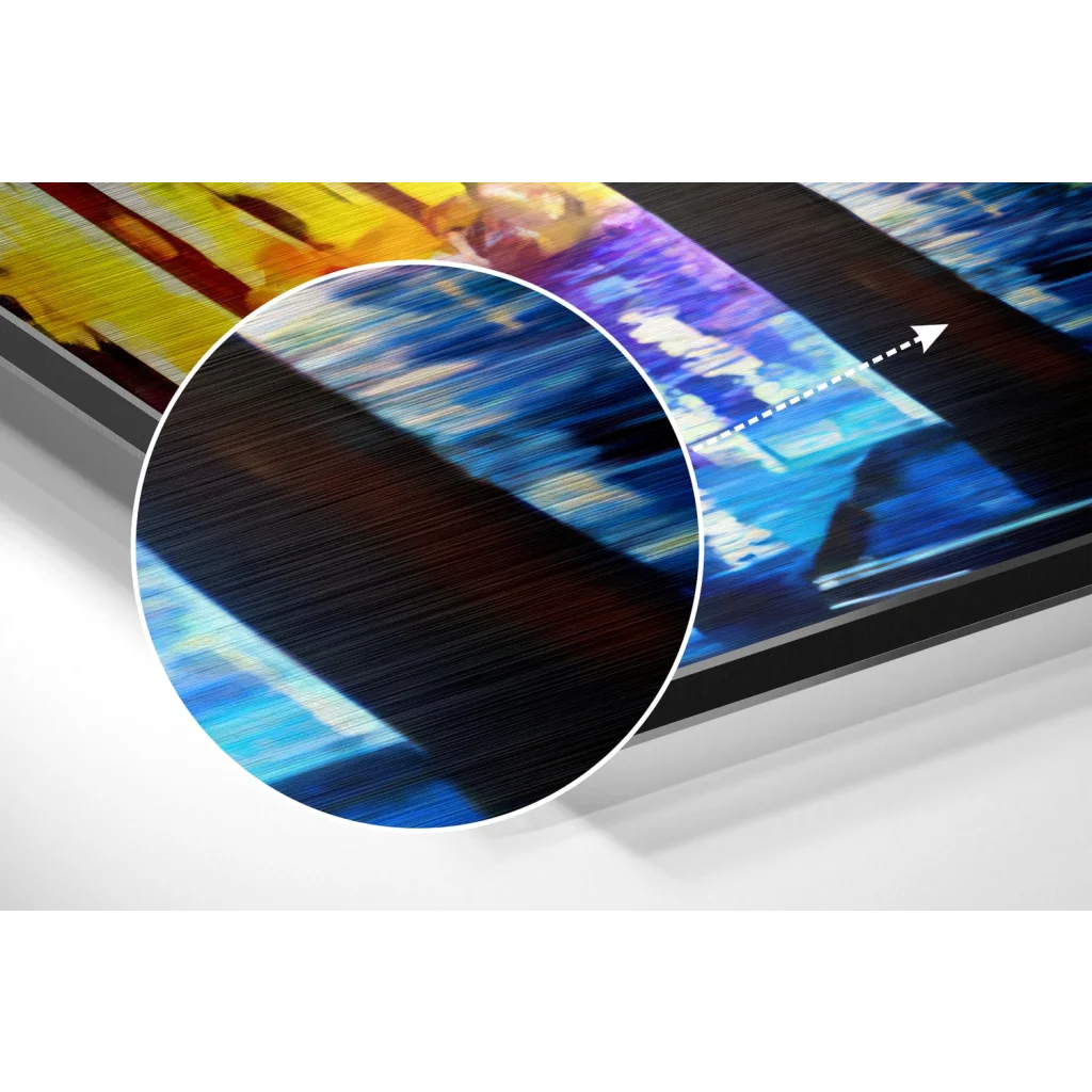 Vibrant Abstract City Lights on Brushed Aluminium Dibond Print | Modern Wall Art Decor | vintageantiquesgifts.com