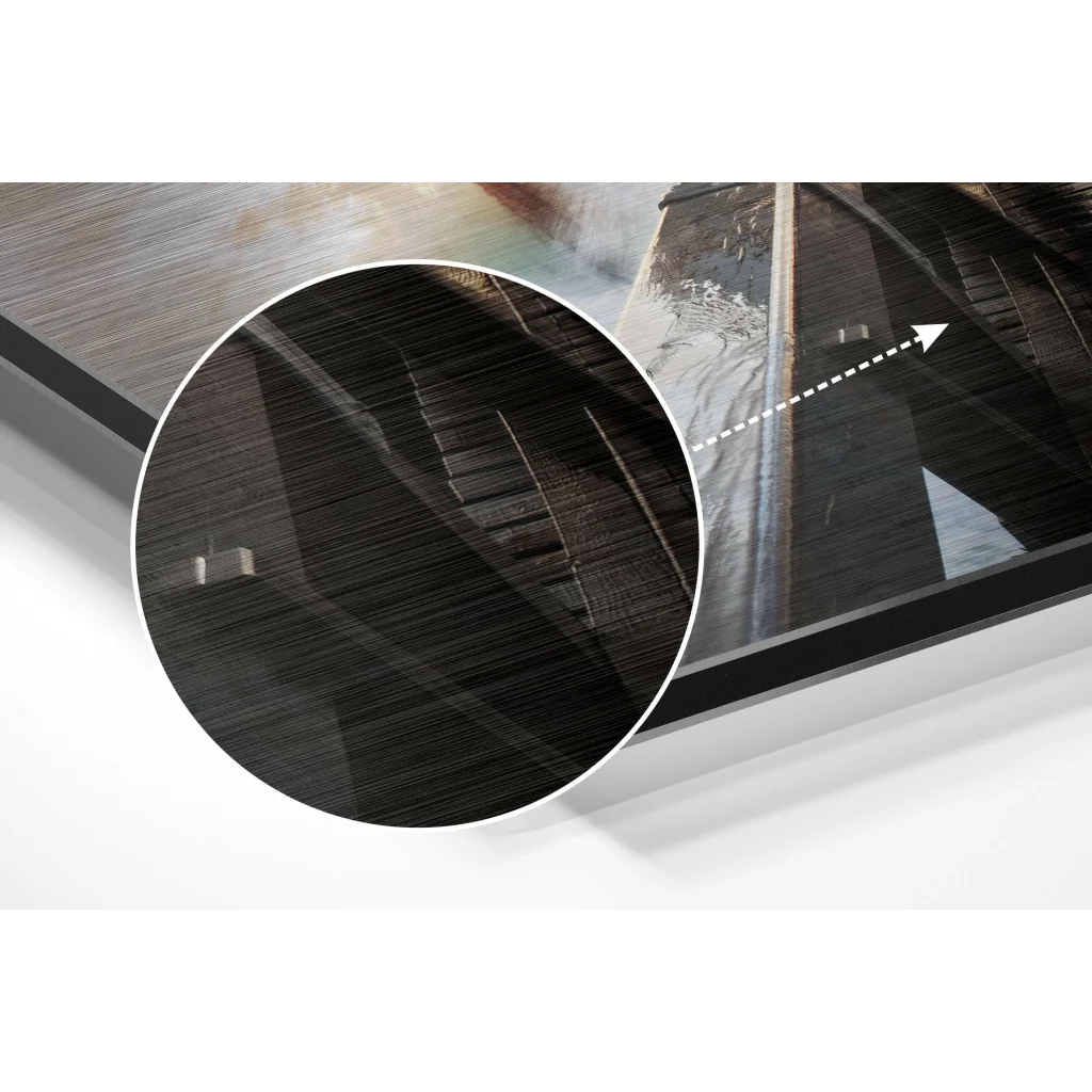 glass wall art Stunning brushed aluminium dibond wave art print with black frame