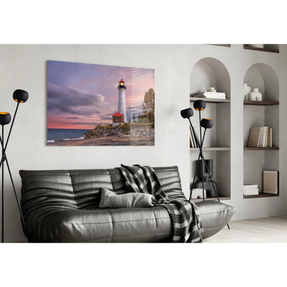 Lighthouse Sunset Canvas Wall Art Print | Contemporary Home Wall Art | vintageantiquesgifts.com