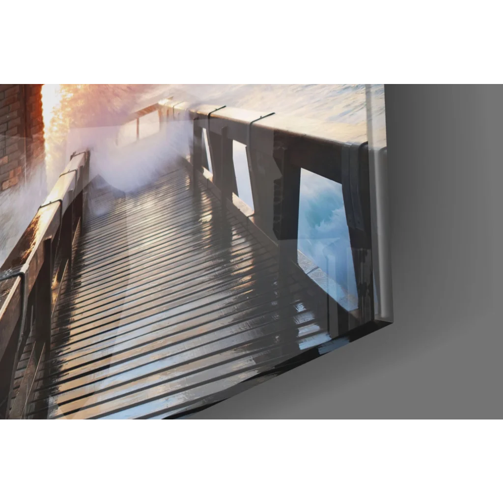 Sleek modern bridge on glass wall art canvas print