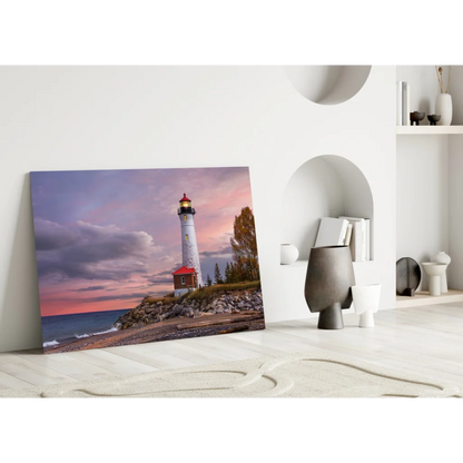 Lighthouse Sunset Canvas Wall Art Print | Modern Wall Art Decor | vintageantiquesgifts.com