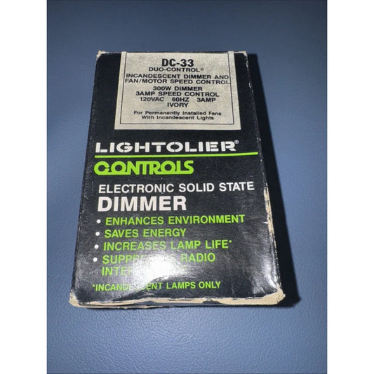Lightolier duo control dimmer model DC:33 black box 300W incandescent