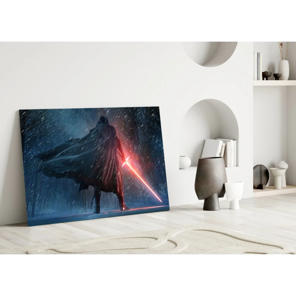 Dark Sith Warrior Canvas Wall Art with Red Lightsaber | Modern Wall Art Decor | vintageantiquesgifts.com