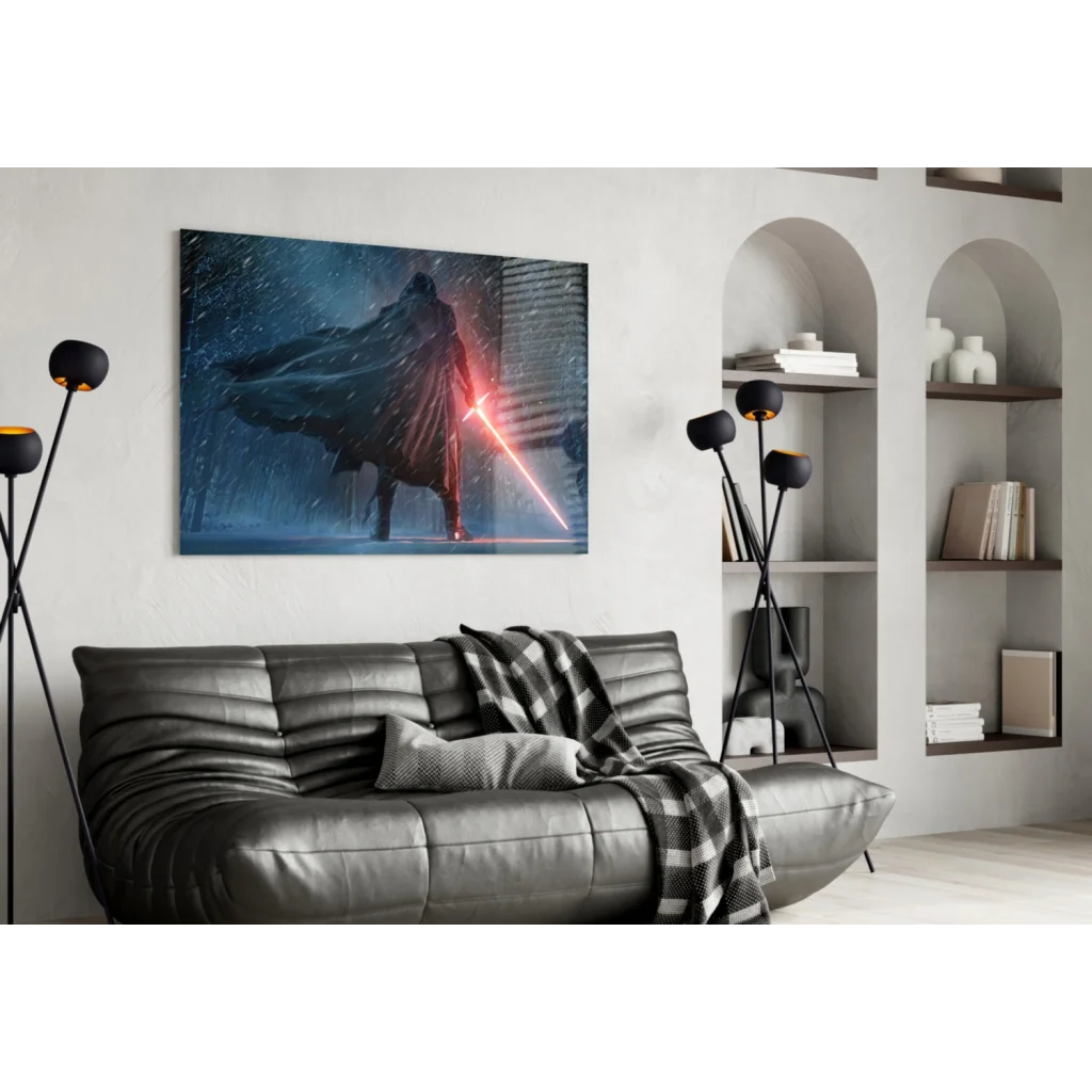 Dark Sith Warrior Canvas Wall Art with Red Lightsaber | Contemporary Home Wall Art | vintageantiquesgifts.com