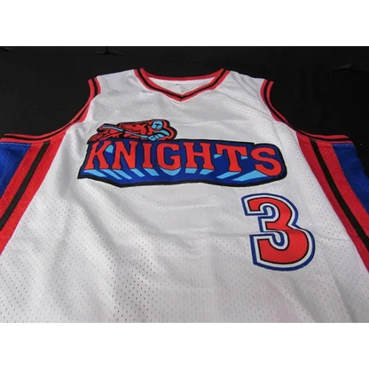 White mesh Lil Bow Wow basketball jersey with COA and number 3 featuring red and blue accents