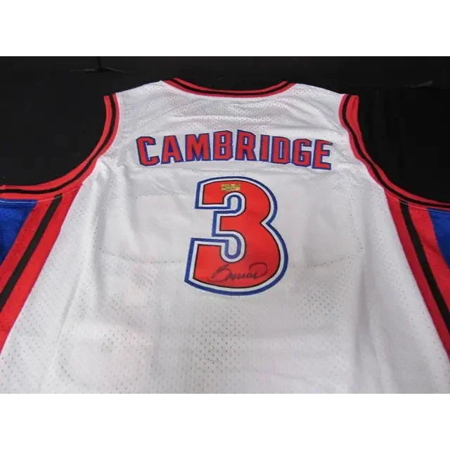 White Lil Bow Wow Cambridge basketball jersey w coa with red and blue CAMBRIDGE number 3