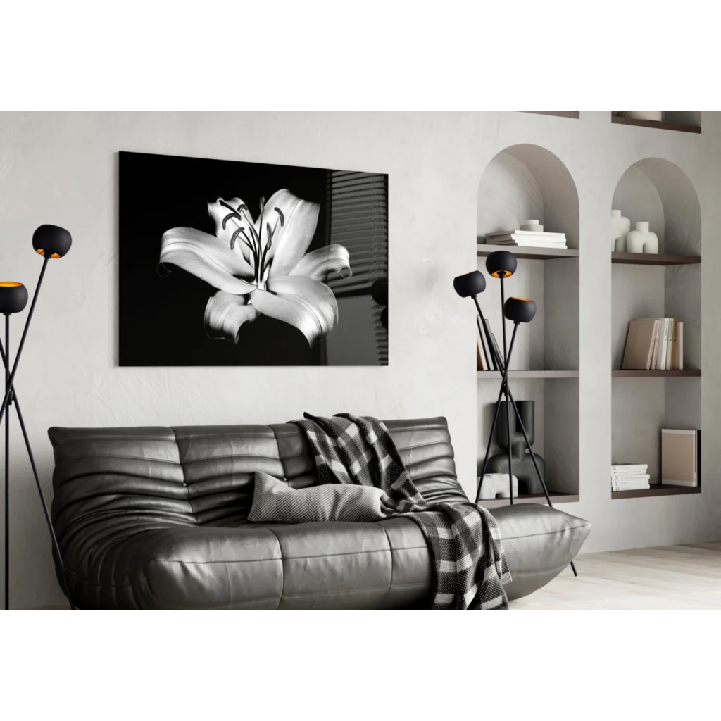 Elegant Lily Black and White Canvas Wall Art Print | Contemporary Home Wall Art | vintageantiquesgifts.com