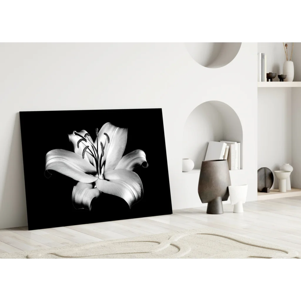 Elegant Lily Black and White Canvas Wall Art Print | Modern Wall Art Decor | vintageantiquesgifts.com