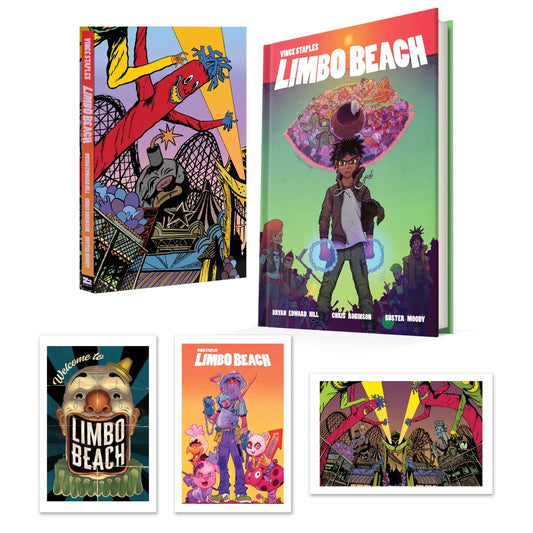 Collection of Limbo Beach comics and art prints by Bryan Edward Hill featuring Vince Staples
