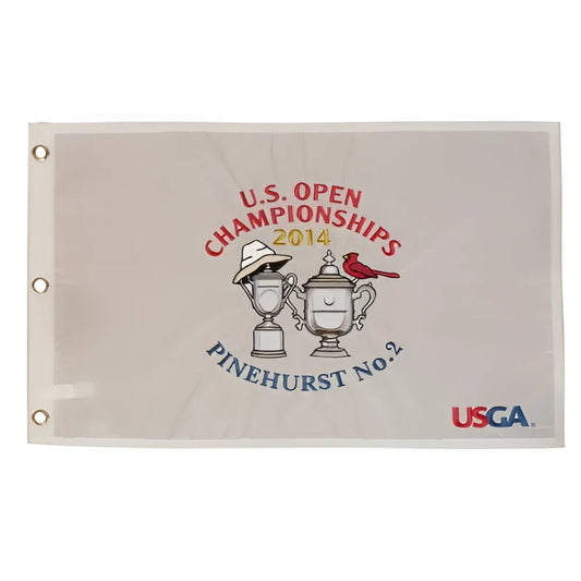 Limited Edition 2014 US Open Pinehurst golf pin flag with embroidered US white design