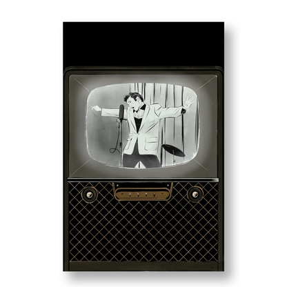 Vintage television showing Elvis Presley for limited edition high quality Elvis Presley art book collection