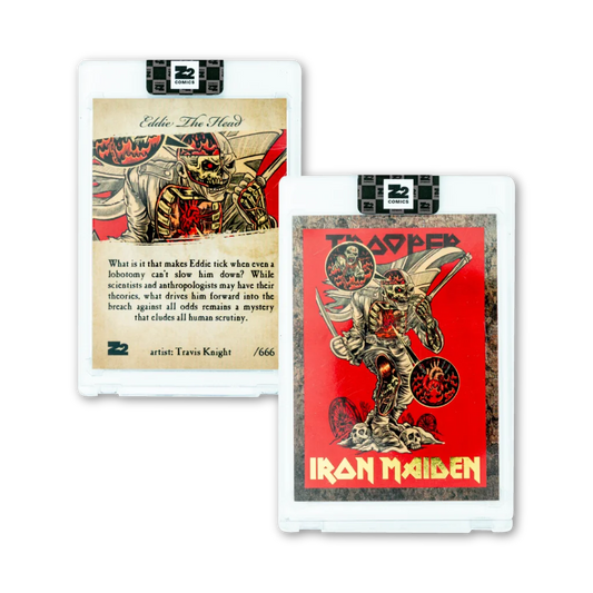 Iron Maiden collectible trading cards in clear cases from Limited Edition Trooper Set