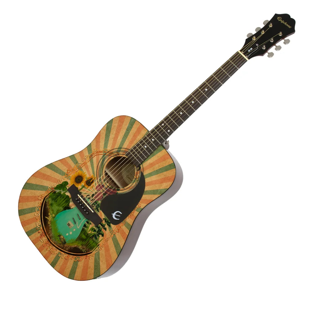 Limited Edition Melissa Etheridge Cover Art Acoustic Guitar with sunburst body and sunflower design