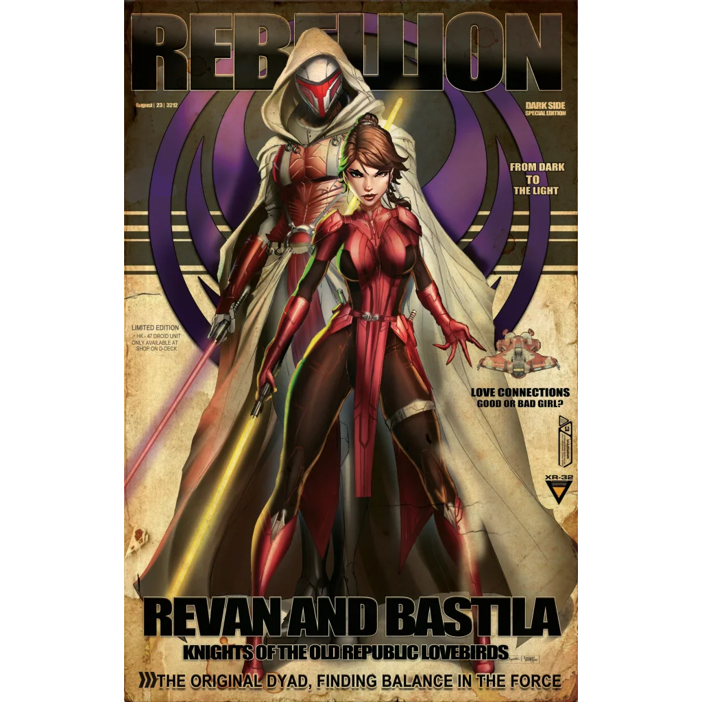 Limited Edition Revan and Bastila brushed aluminum poster