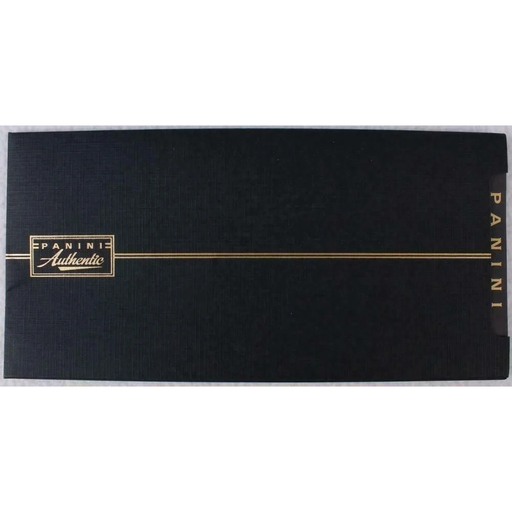 Black Panini trading card folder with gold accents for Limited Edition Saquon Barkley signed photo