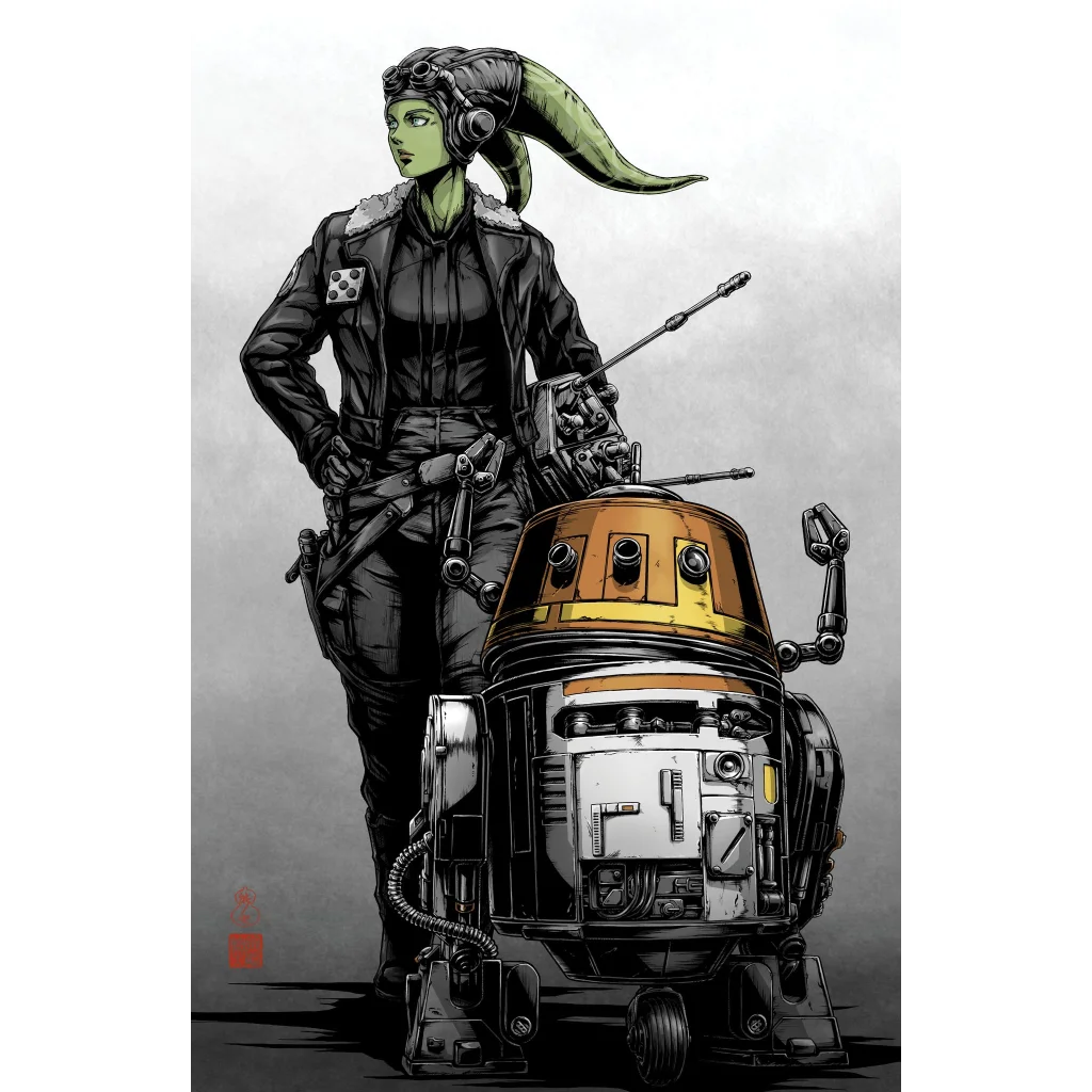 Limited edition Star Wars Ahsoka comic cover with gold and white R2-D2 droid