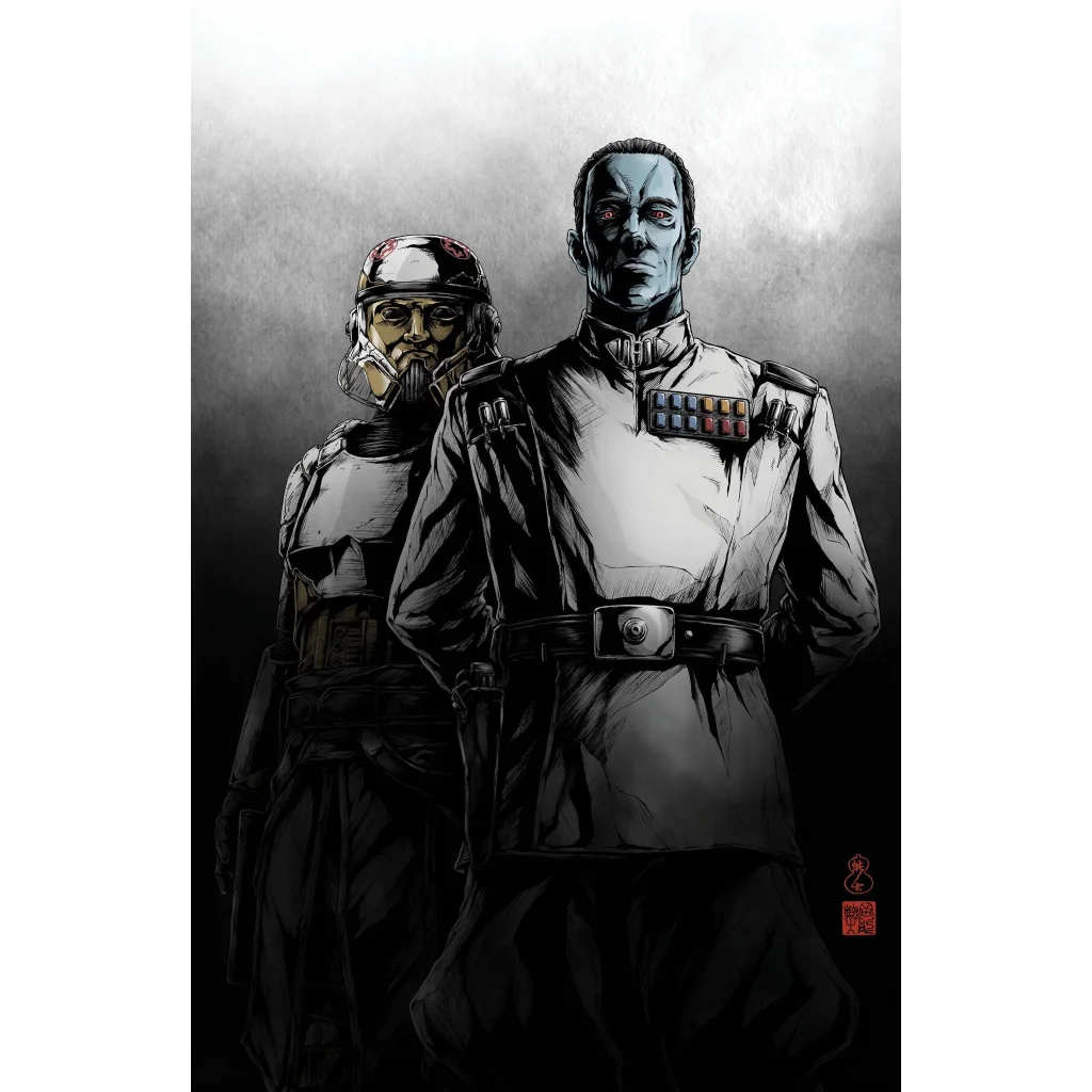 Limited edition Star Wars Grand Admiral Thrawn black and white military uniform with medals comic cover