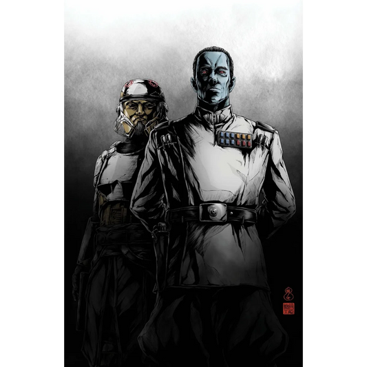 Limited edition Star Wars Grand Admiral Thrawn black and white military uniform with medals comic cover