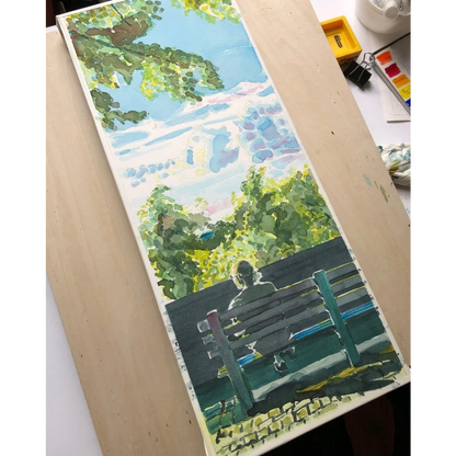 Linden Terrace bench watching Fort Tryon Hudson River sunset