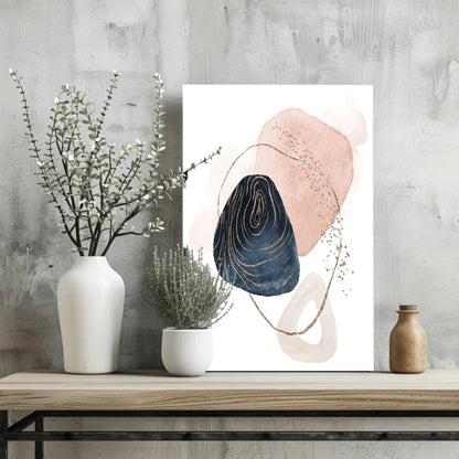 Stunning Blush Navy Gold Insigne Aluminum Prints | Glass Wall Art Print | vintageantiquesgifts.com
