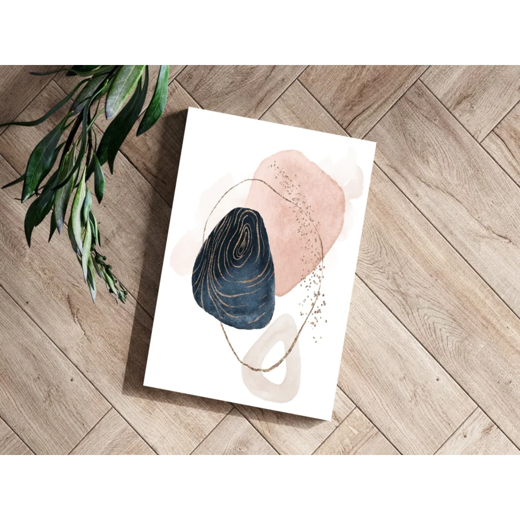 Stunning Blush Navy Gold Insigne Aluminum Prints | Modern Wall Art Decor | vintageantiquesgifts.com