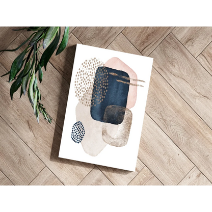 Insigne aluminum prints of abstract geometric watercolor art in navy, pink, beige, gold