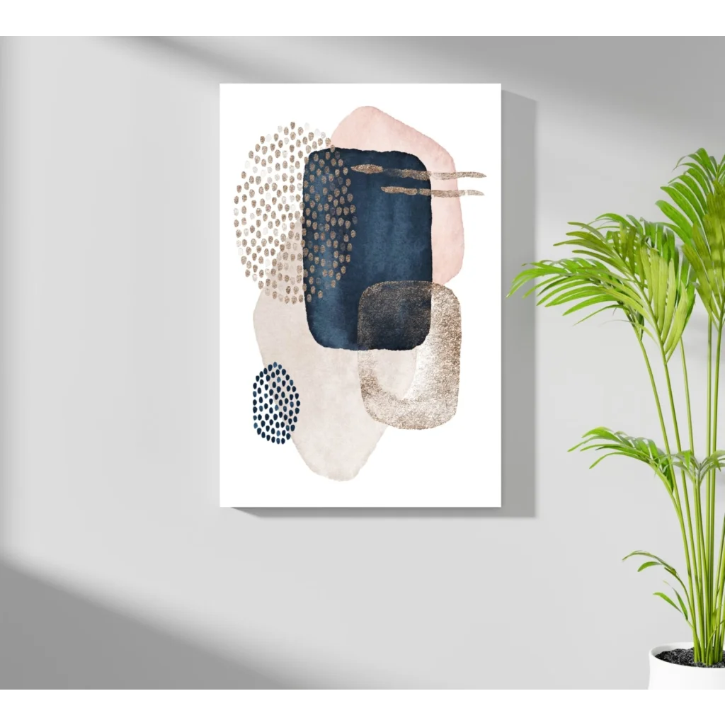 Insigne aluminum prints of geometric watercolor art in navy, pink, gold