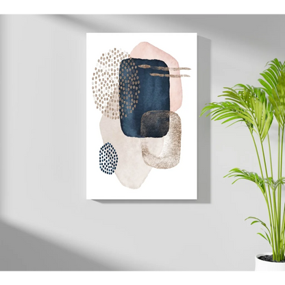 Insigne aluminum prints of geometric watercolor art in navy, pink, gold