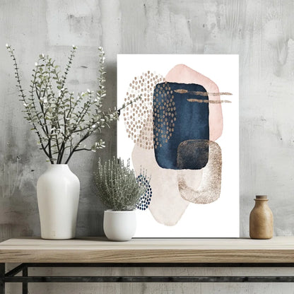 Insigne aluminum prints with geometric watercolor personalized art in navy, blush, gold