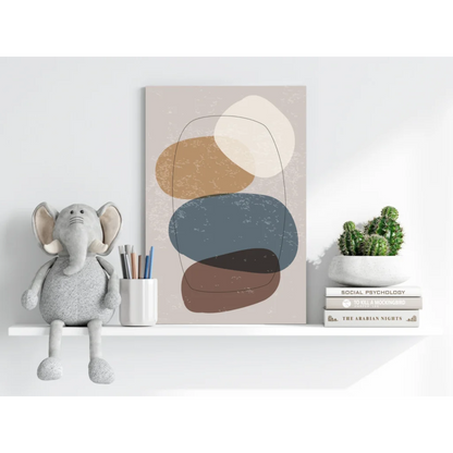Modern earthy abstract insigne aluminum print with overlapping ovals in beige tones