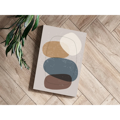 Modern earthy abstract insigne aluminum print with overlapping ovals on textured beige