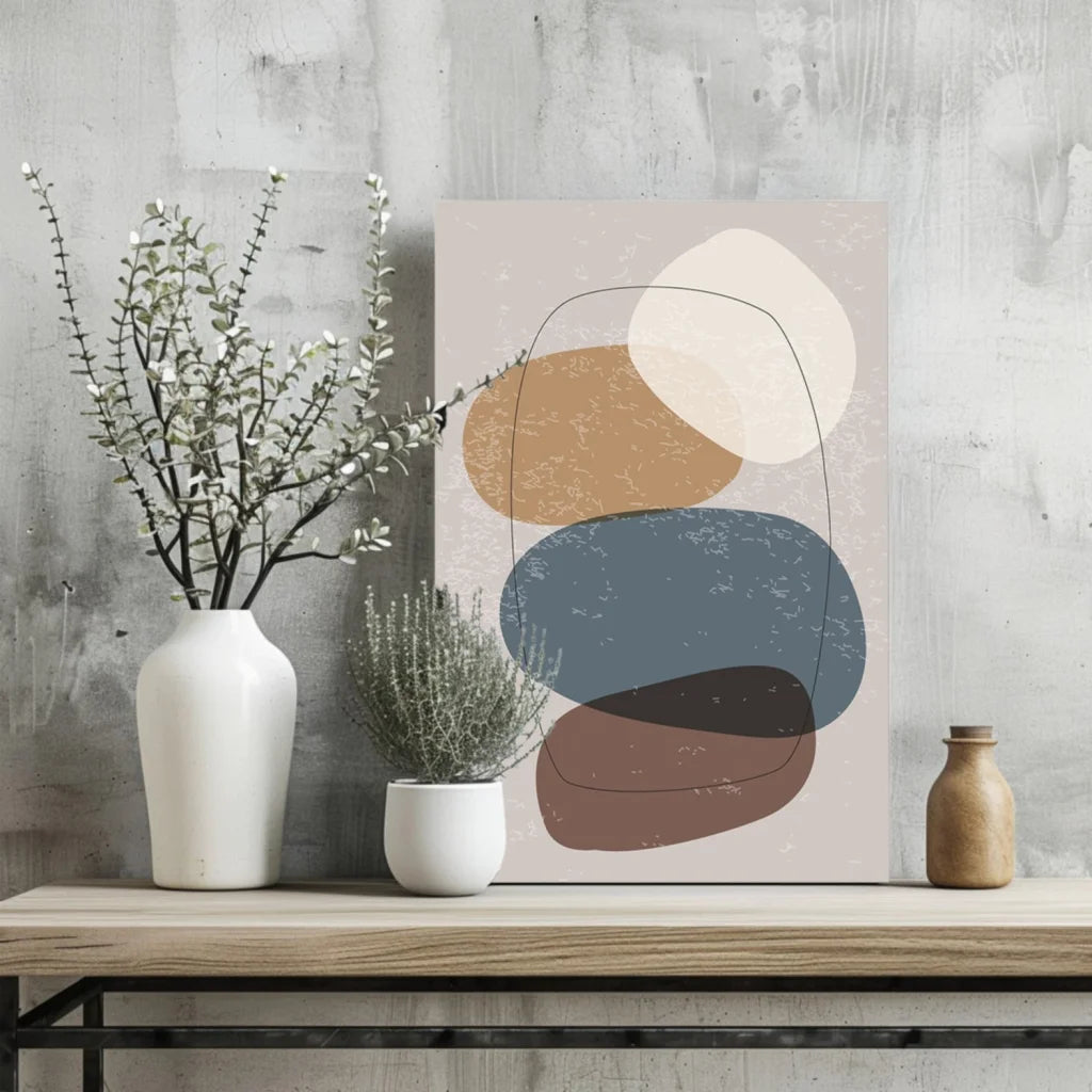 Stunning earthy abstract insigne aluminum print in beige tones