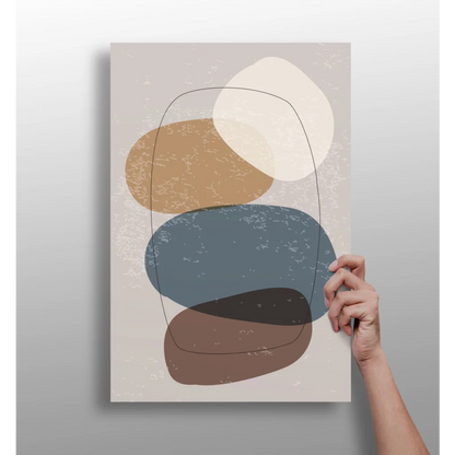 Stunning earthy insigne aluminum print with layered ovals in beige tones