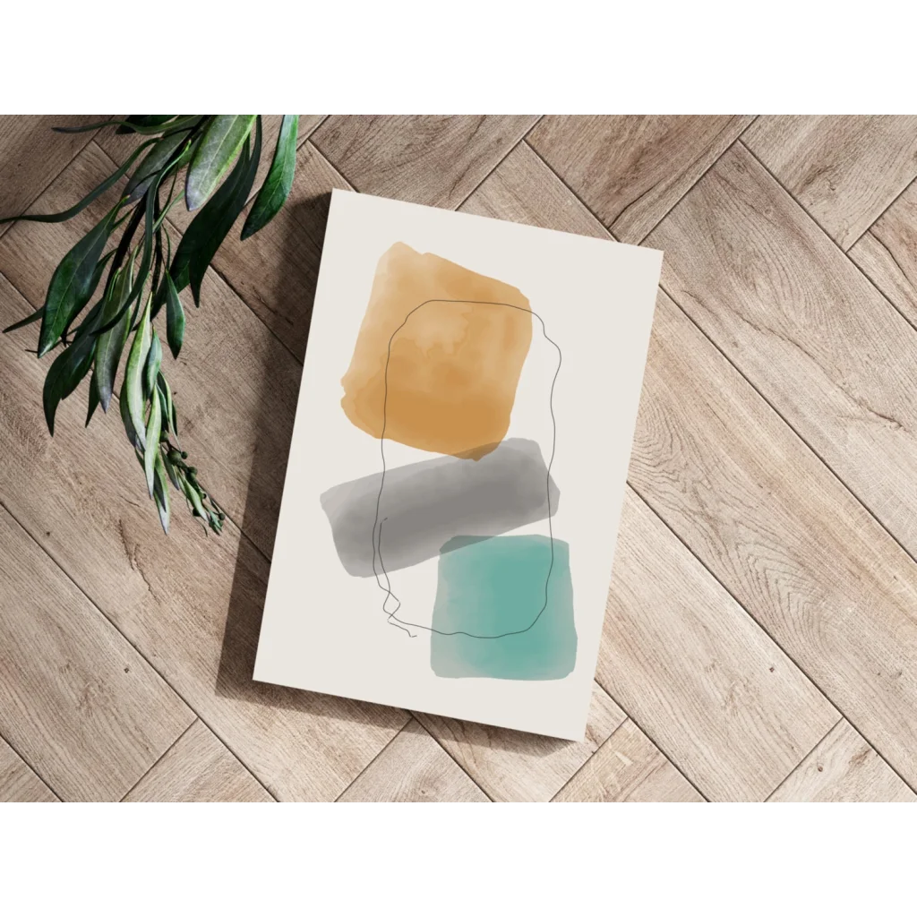 Stunning watercolor abstract insigne aluminum print in ochre, gray, teal