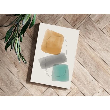 Stunning watercolor abstract insigne aluminum print in ochre, gray, teal