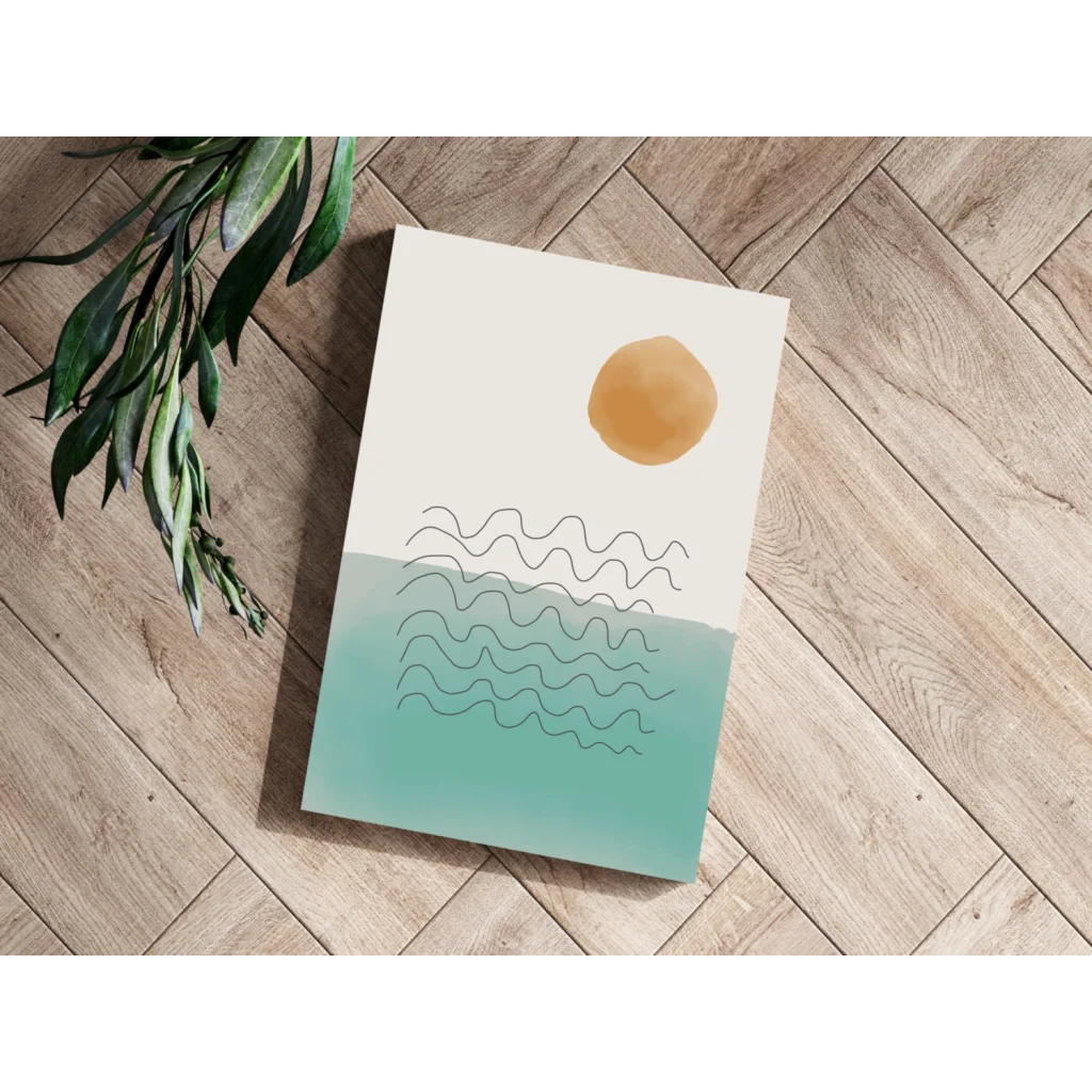 Insigne aluminum prints with golden sun over teal waves