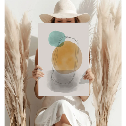 Stunning insigne aluminum prints with teal and mustard abstract circles