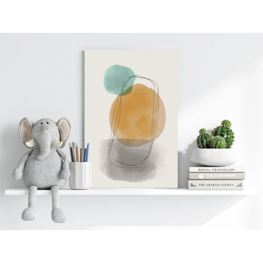 Stunning Insigne aluminum prints with teal orange watercolor circles